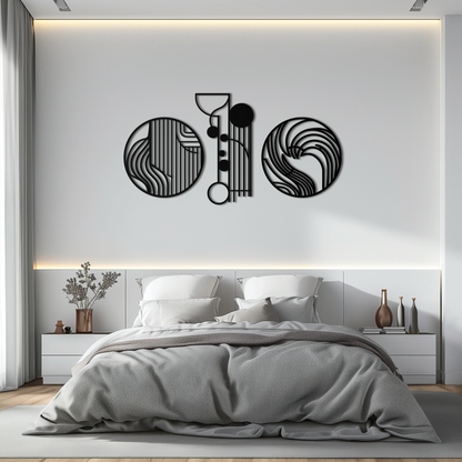 Abstract Geometric Trio Metal Wall Art – Modern Circle and Line Patterned Minimalist Steel Decor Set- KAF351 - Tampa Home & Garden Store