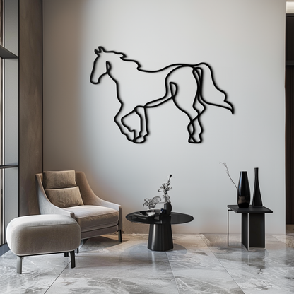 Abstract Horse Metal Wall Art - Minimalist Steel Horse Silhouette - KAF121 - Tampa Home & Garden Store