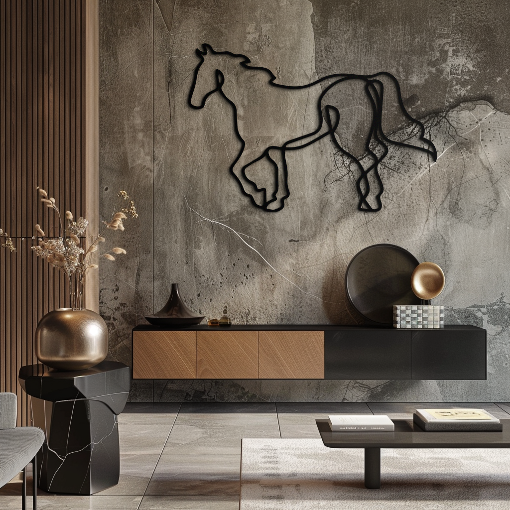 Abstract Horse Metal Wall Art - Minimalist Steel Horse Silhouette - KAF121 - Tampa Home & Garden Store
