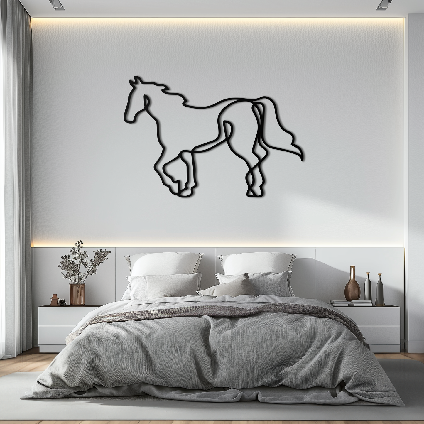 Abstract Horse Metal Wall Art - Minimalist Steel Horse Silhouette - KAF121 - Tampa Home & Garden Store