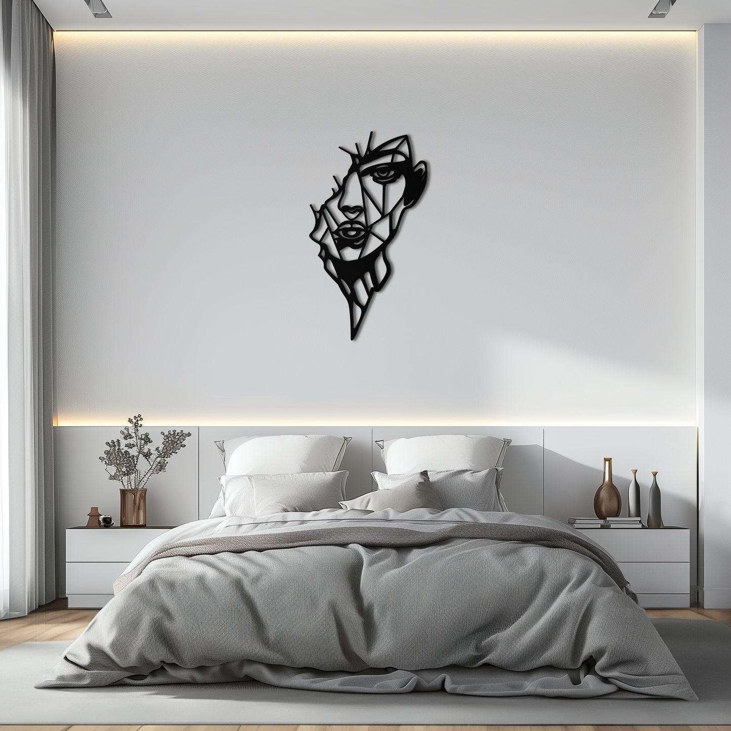 Abstract Line Art Woman Face Metal Wall Art – Modern Feminine Silhouette Decor- KAF650 - Tampa Home & Garden Store