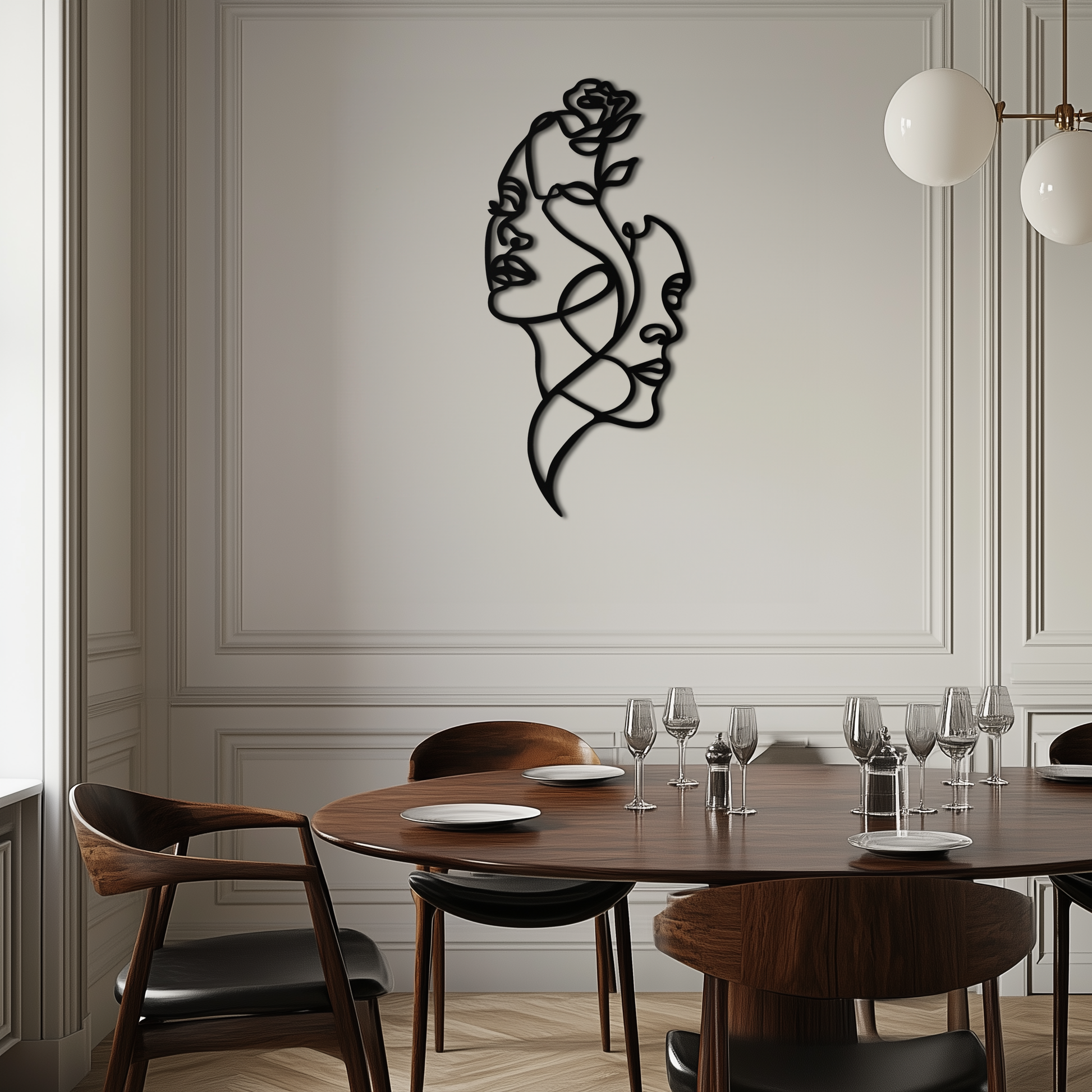 Abstract Line Art Woman Faces Metal Wall Art – Modern Minimalist Home Decor-KAF620 - Tampa Home & Garden Store