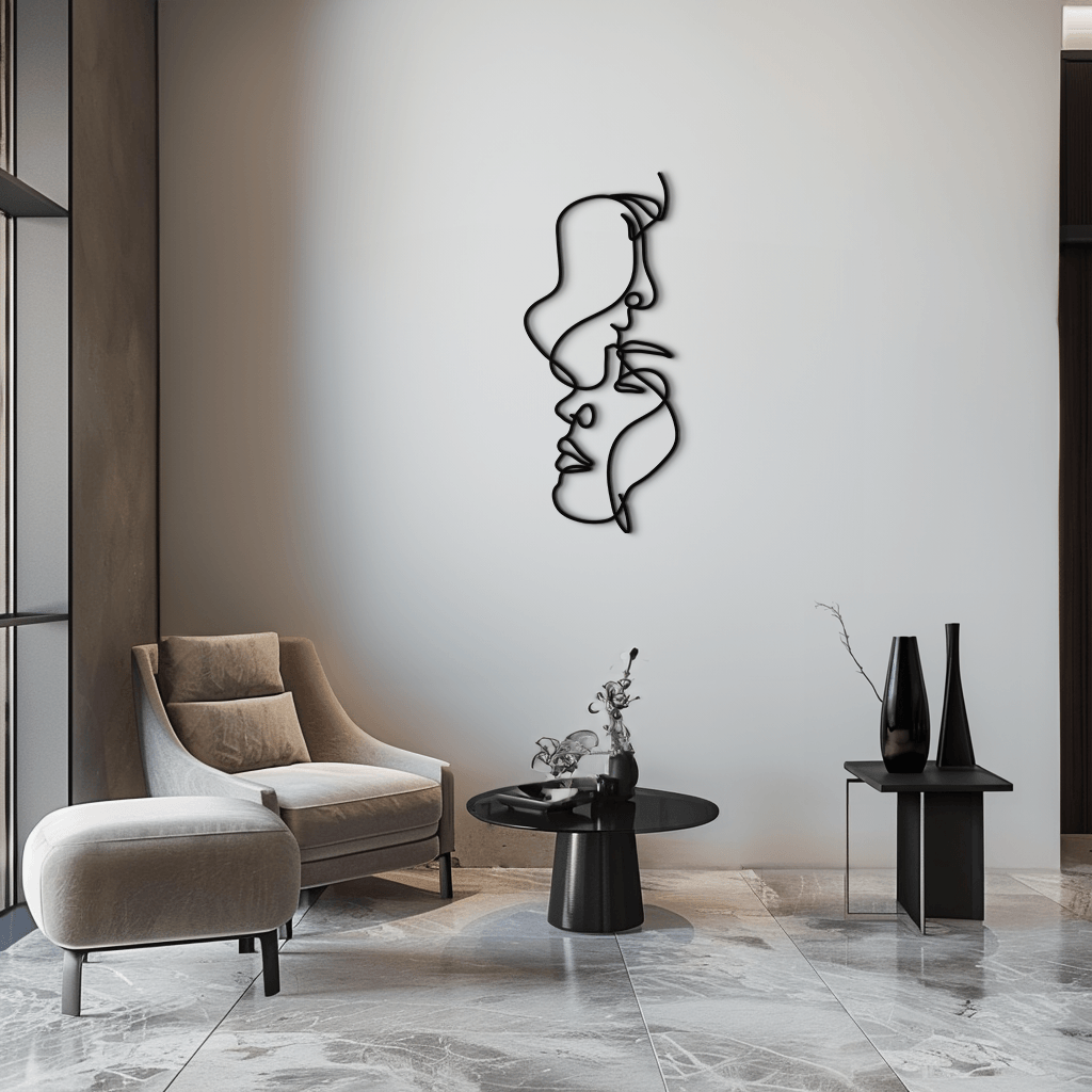 Abstract Lovers Metal Wall Art - Modern Minimalist Line Art - KAF031 - Tampa Home & Garden Store