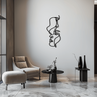 Abstract Lovers Metal Wall Art - Modern Minimalist Line Art - KAF031 - Tampa Home & Garden Store