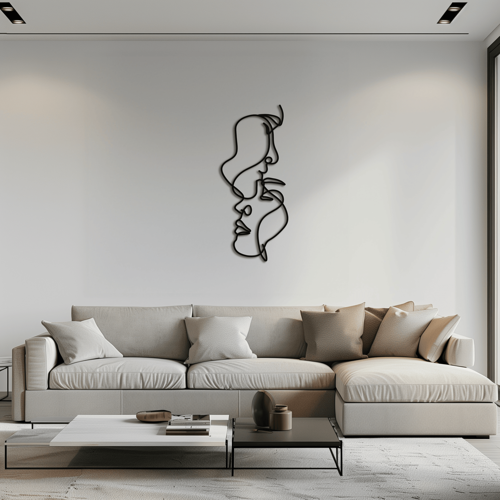 Abstract Lovers Metal Wall Art - Modern Minimalist Line Art - KAF031 - Tampa Home & Garden Store