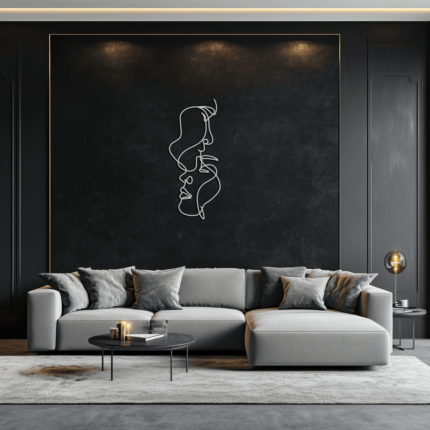 Abstract Lovers Metal Wall Art - Modern Minimalist Line Art - KAF031 - Tampa Home & Garden Store