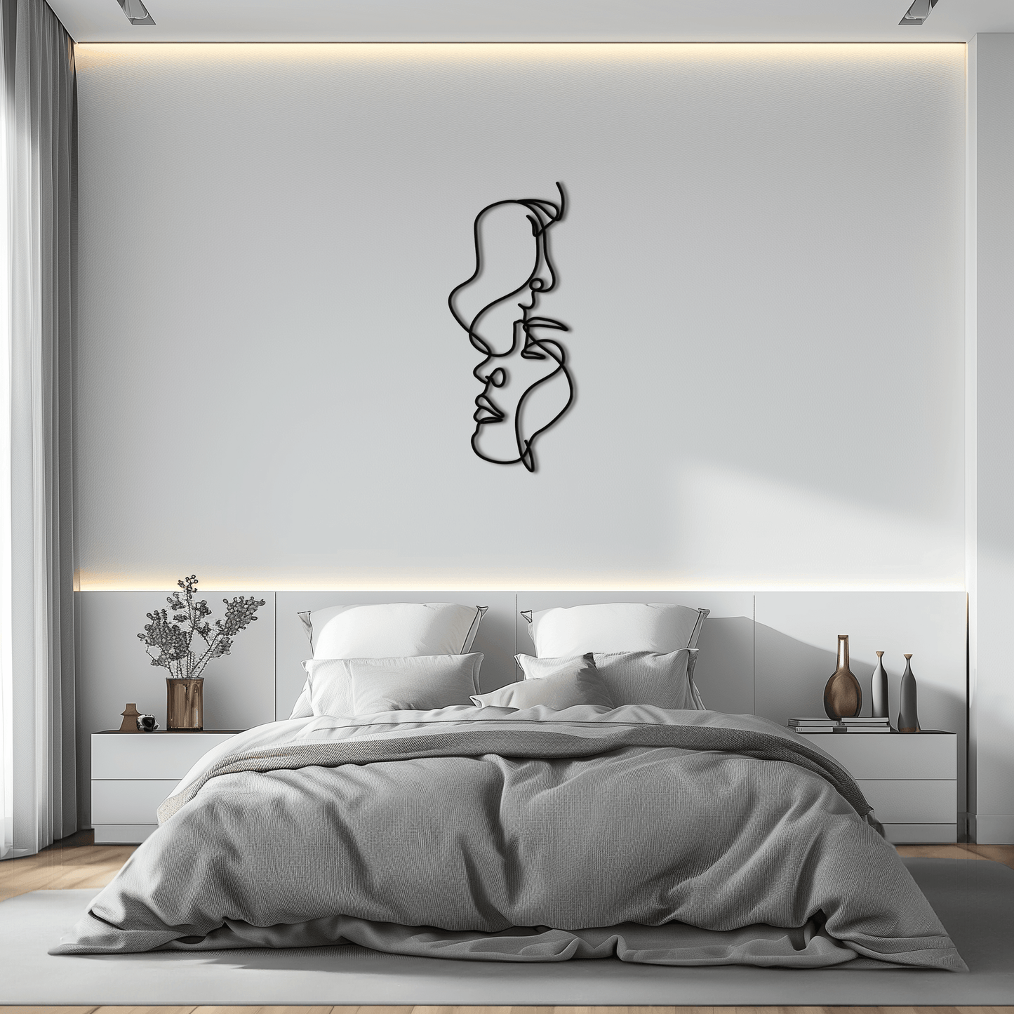 Abstract Lovers Metal Wall Art - Modern Minimalist Line Art - KAF031 - Tampa Home & Garden Store