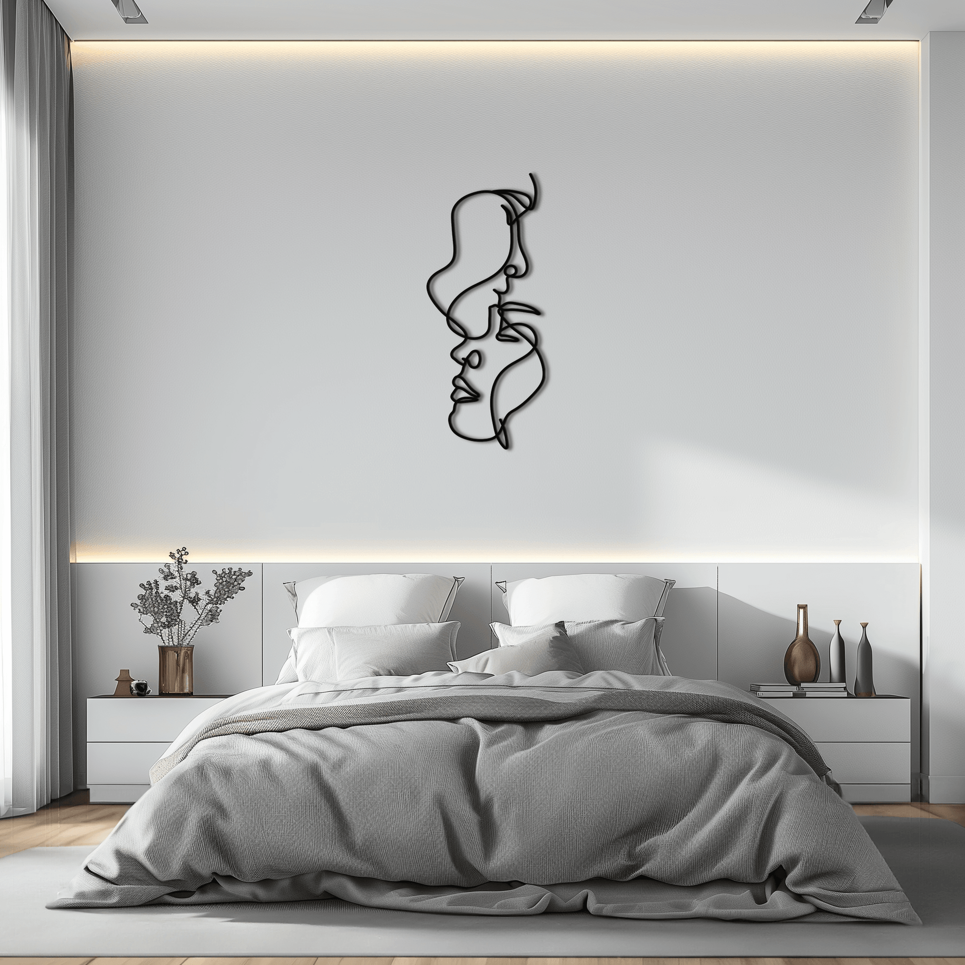 Abstract Lovers Metal Wall Art - Modern Minimalist Line Art - KAF031 - Tampa Home & Garden Store