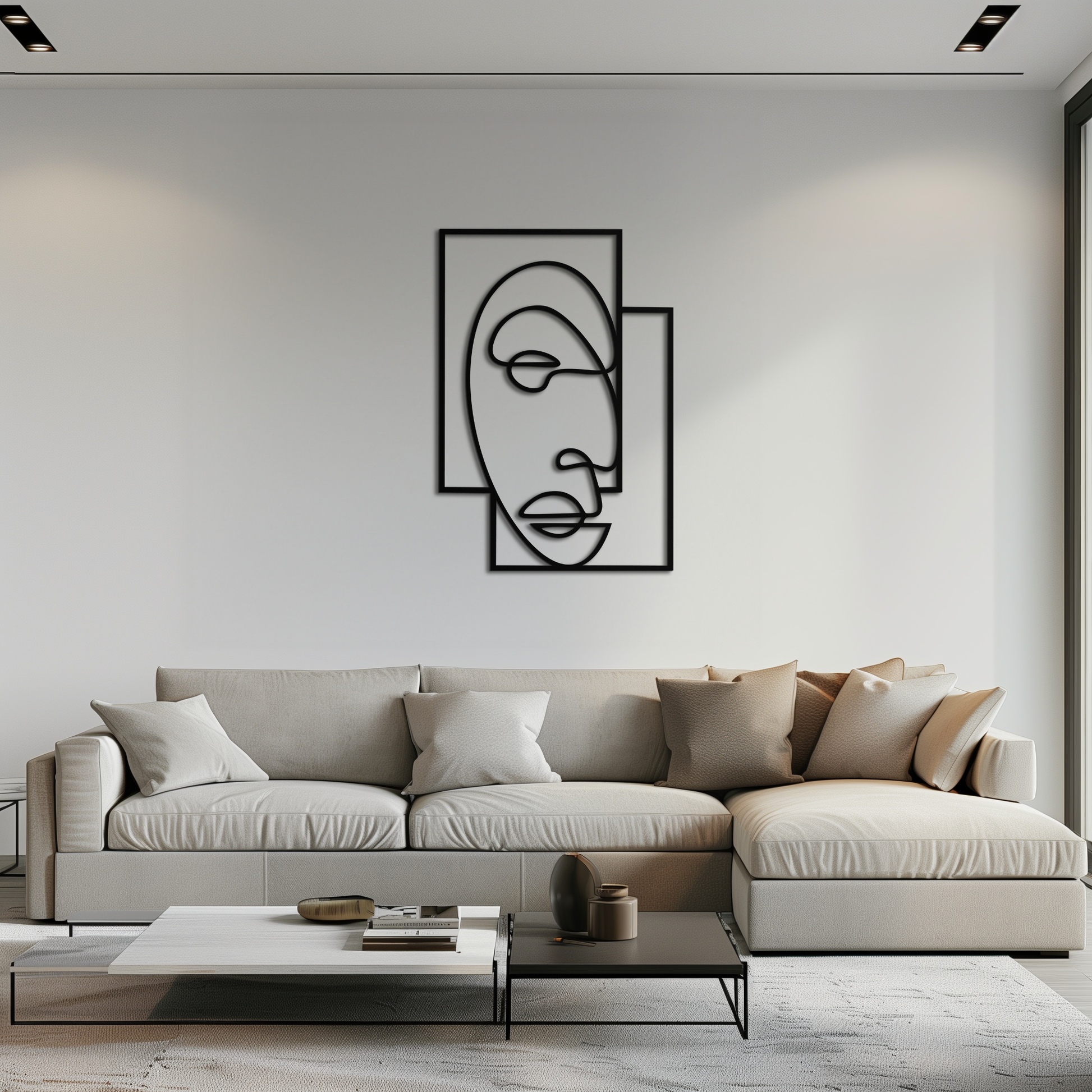 Abstract Minimalist Face Metal Wall Art – Modern Geometric Line Art - KAF064 - Tampa Home & Garden Store
