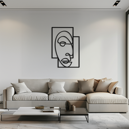 Abstract Minimalist Face Metal Wall Art – Modern Geometric Line Art - KAF064 - Tampa Home & Garden Store
