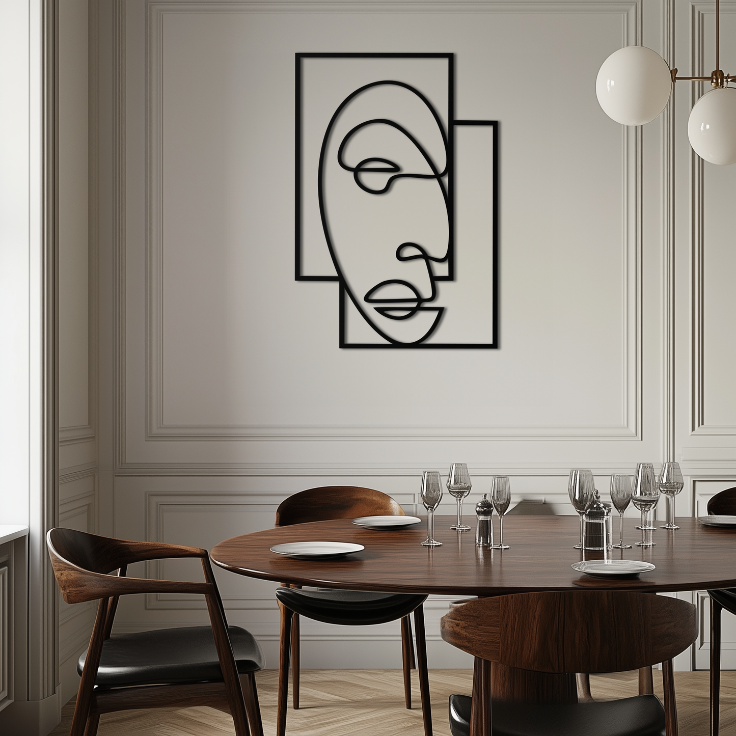 Abstract Minimalist Face Metal Wall Art – Modern Geometric Line Art - KAF064 - Tampa Home & Garden Store