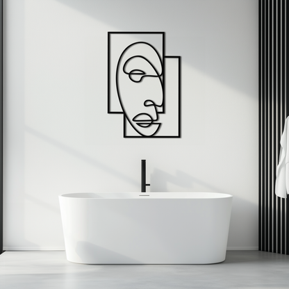 Abstract Minimalist Face Metal Wall Art – Modern Geometric Line Art - KAF064 - Tampa Home & Garden Store