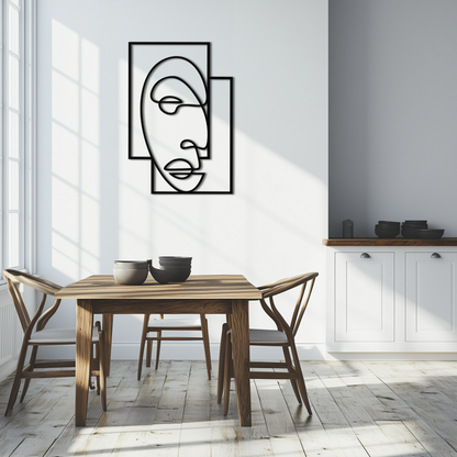 Abstract Minimalist Face Metal Wall Art – Modern Geometric Line Art - KAF064 - Tampa Home & Garden Store