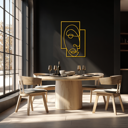 Abstract Minimalist Face Metal Wall Art – Modern Geometric Line Art - KAF064 - Tampa Home & Garden Store
