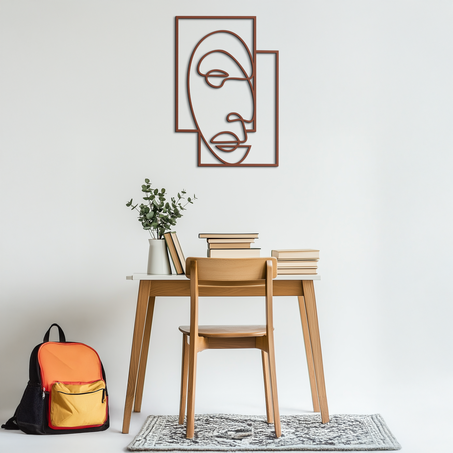 Abstract Minimalist Face Metal Wall Art – Modern Geometric Line Art - KAF064 - Tampa Home & Garden Store