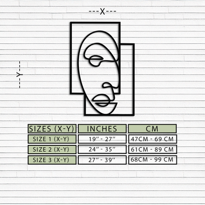 Abstract Minimalist Face Metal Wall Art – Modern Geometric Line Art - KAF064 - Tampa Home & Garden Store