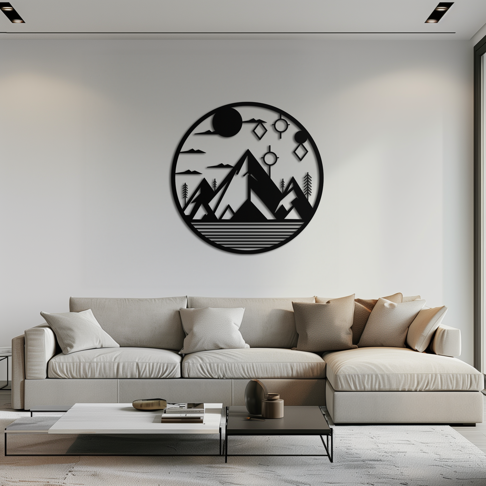 Abstract Mountain Metal Wall Art – Geometric Mountain Silhouette Steel Decor for Modern Interiors- KAF336 - Tampa Home & Garden Store