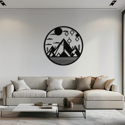 Abstract Mountain Metal Wall Art – Geometric Mountain Silhouette Steel Decor for Modern Interiors- KAF336 - Tampa Home & Garden Store