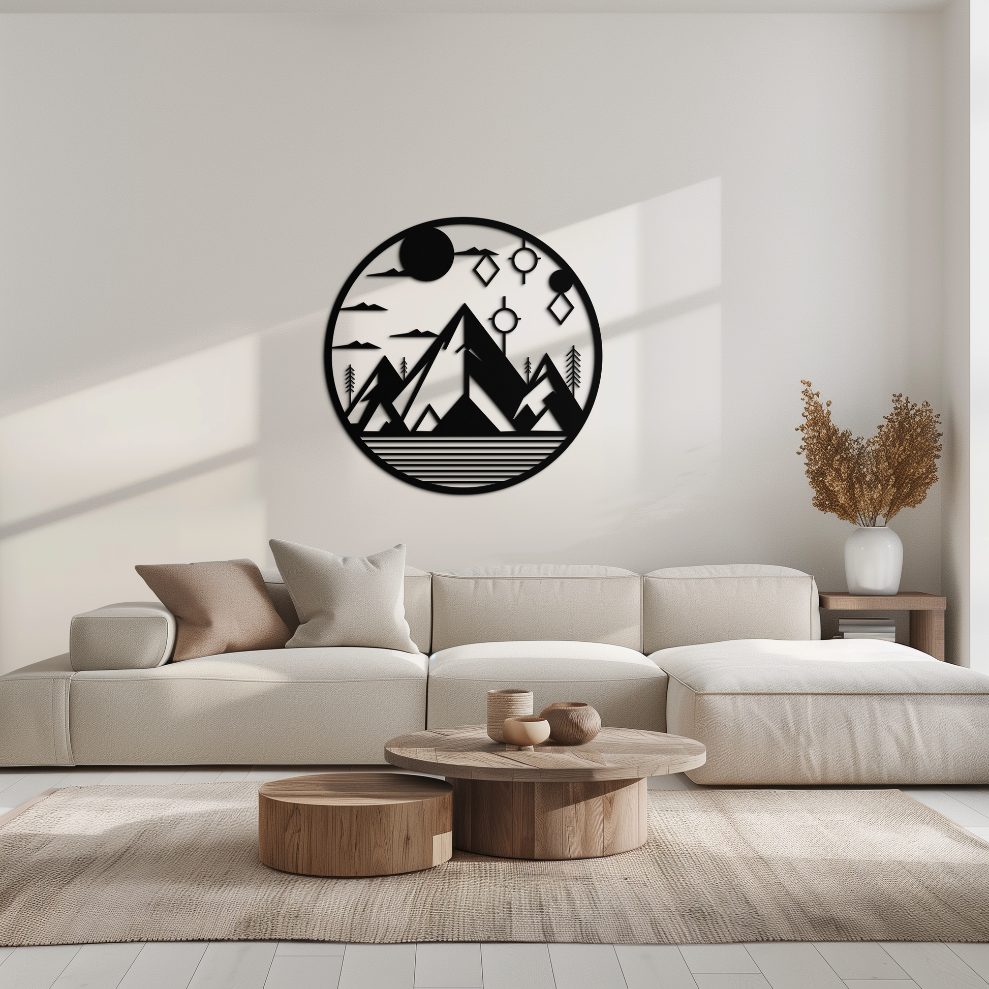Abstract Mountain Metal Wall Art – Geometric Mountain Silhouette Steel Decor for Modern Interiors- KAF336 - Tampa Home & Garden Store