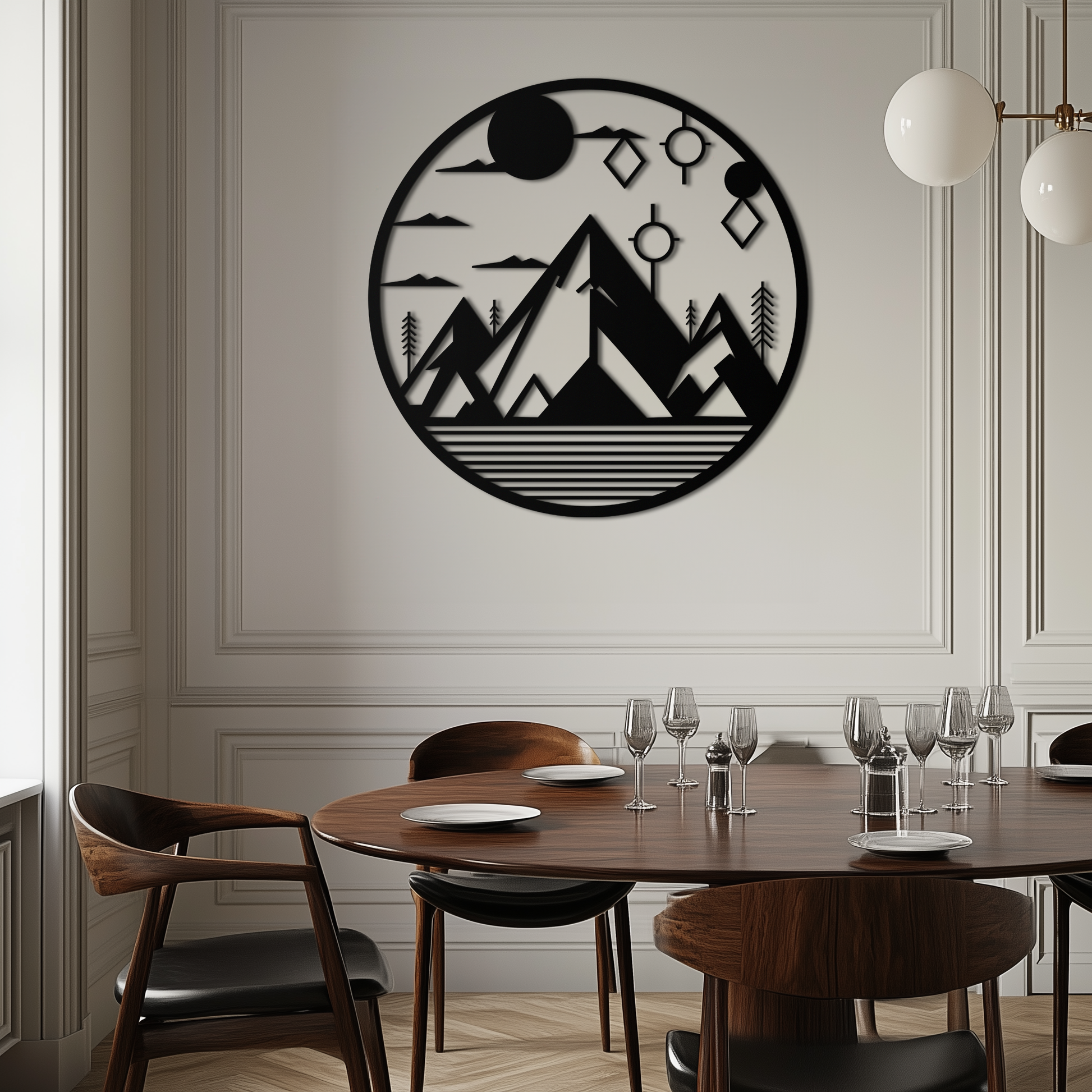 Abstract Mountain Metal Wall Art – Geometric Mountain Silhouette Steel Decor for Modern Interiors- KAF336 - Tampa Home & Garden Store