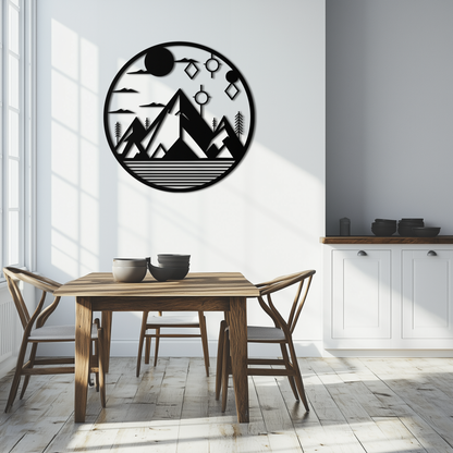 Abstract Mountain Metal Wall Art – Geometric Mountain Silhouette Steel Decor for Modern Interiors- KAF336 - Tampa Home & Garden Store