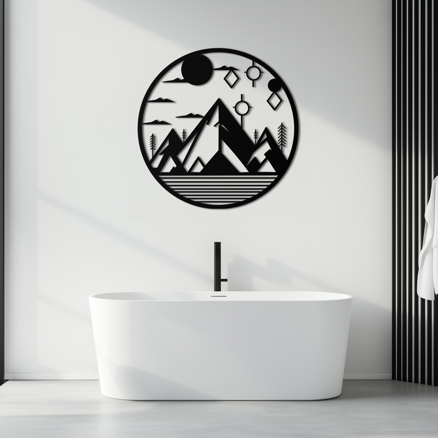 Abstract Mountain Metal Wall Art – Geometric Mountain Silhouette Steel Decor for Modern Interiors- KAF336 - Tampa Home & Garden Store