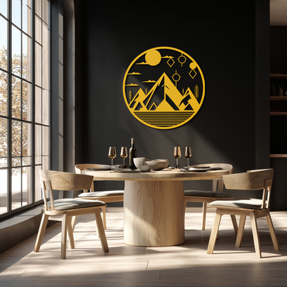 Abstract Mountain Metal Wall Art – Geometric Mountain Silhouette Steel Decor for Modern Interiors- KAF336 - Tampa Home & Garden Store