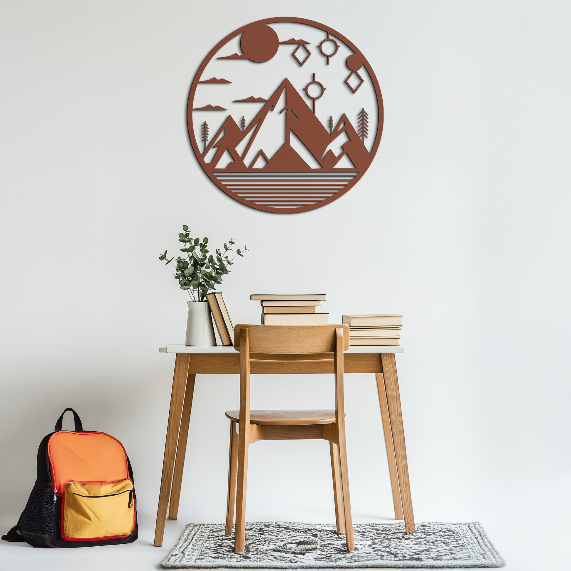 Abstract Mountain Metal Wall Art – Geometric Mountain Silhouette Steel Decor for Modern Interiors- KAF336 - Tampa Home & Garden Store