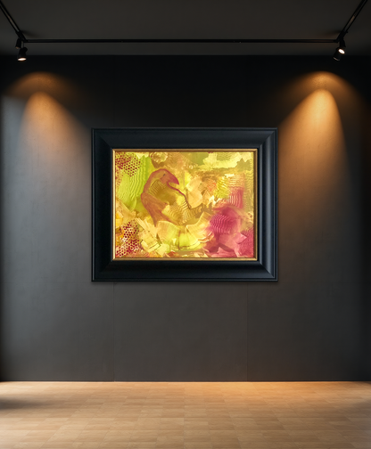 Abstract Raven Original Oil Painting. Painted in Shades of Red, Yellow, Orange. Framed. - Tampa Home & Garden Store