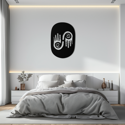 Abstract Spiral Hands Metal Wall Art – Mystical Black Steel Decor with Spiraled Palm Silhouette for Modern Interiors- KAF421 - Tampa Home & Garden Store