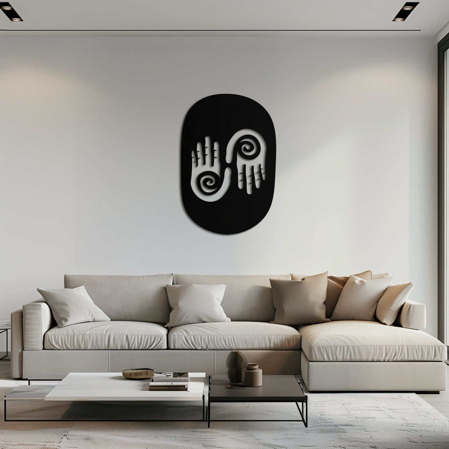 Abstract Spiral Hands Metal Wall Art – Mystical Black Steel Decor with Spiraled Palm Silhouette for Modern Interiors- KAF421 - Tampa Home & Garden Store