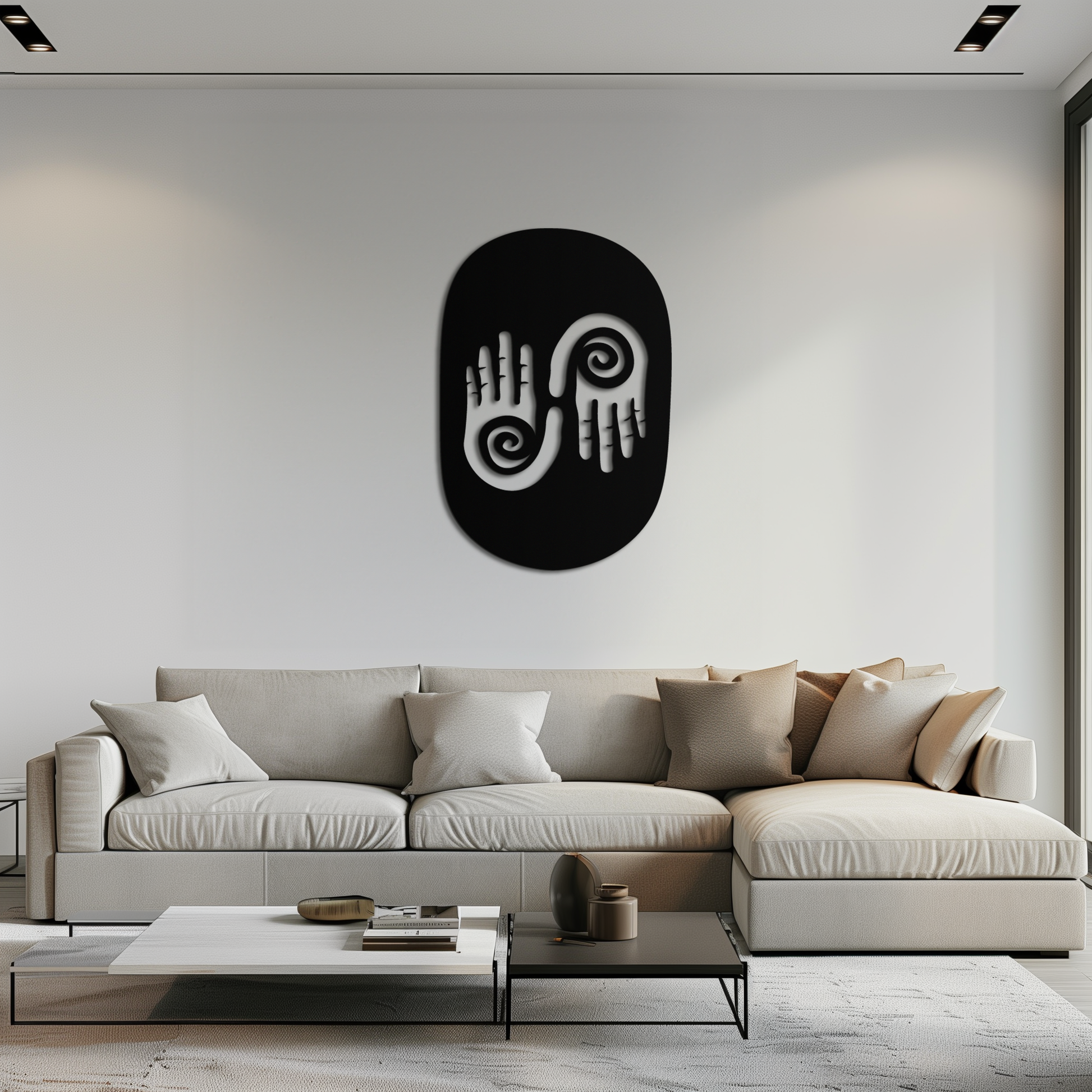Abstract Spiral Hands Metal Wall Art – Mystical Black Steel Decor with Spiraled Palm Silhouette for Modern Interiors- KAF421 - Tampa Home & Garden Store