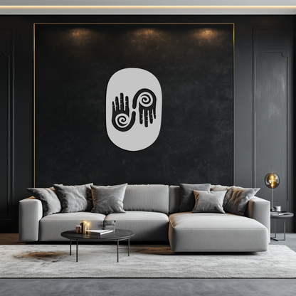 Abstract Spiral Hands Metal Wall Art – Mystical Black Steel Decor with Spiraled Palm Silhouette for Modern Interiors- KAF421 - Tampa Home & Garden Store