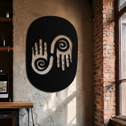 Abstract Spiral Hands Metal Wall Art – Mystical Black Steel Decor with Spiraled Palm Silhouette for Modern Interiors- KAF421 - Tampa Home & Garden Store