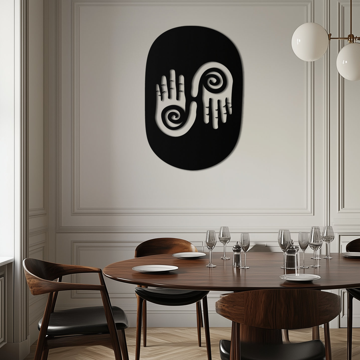 Abstract Spiral Hands Metal Wall Art – Mystical Black Steel Decor with Spiraled Palm Silhouette for Modern Interiors- KAF421 - Tampa Home & Garden Store