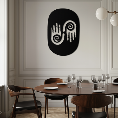 Abstract Spiral Hands Metal Wall Art – Mystical Black Steel Decor with Spiraled Palm Silhouette for Modern Interiors- KAF421 - Tampa Home & Garden Store