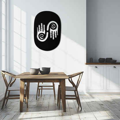 Abstract Spiral Hands Metal Wall Art – Mystical Black Steel Decor with Spiraled Palm Silhouette for Modern Interiors- KAF421 - Tampa Home & Garden Store