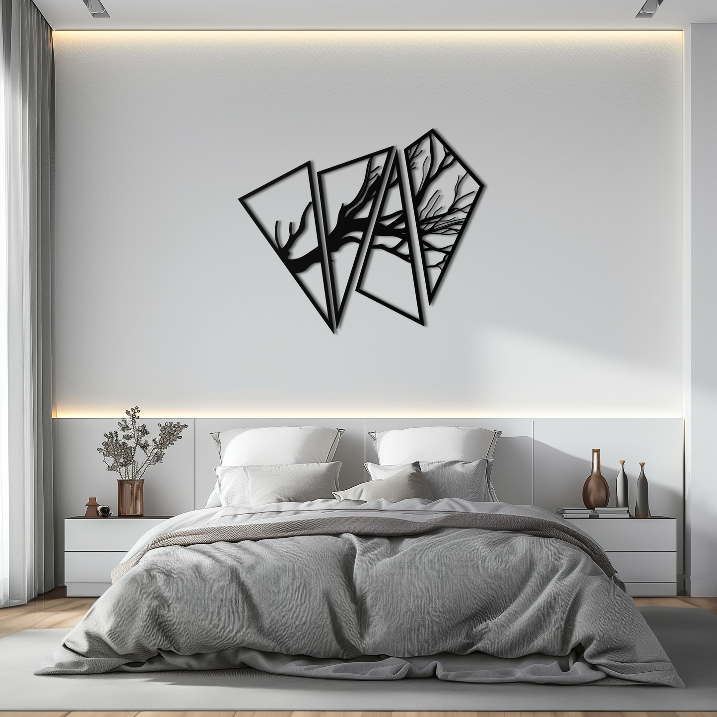 Abstract Tree Branch Metal Wall Art - Modern Geometric Steel Decor - KAF088 - Tampa Home & Garden Store
