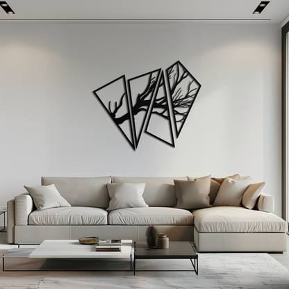 Abstract Tree Branch Metal Wall Art - Modern Geometric Steel Decor - KAF088 - Tampa Home & Garden Store