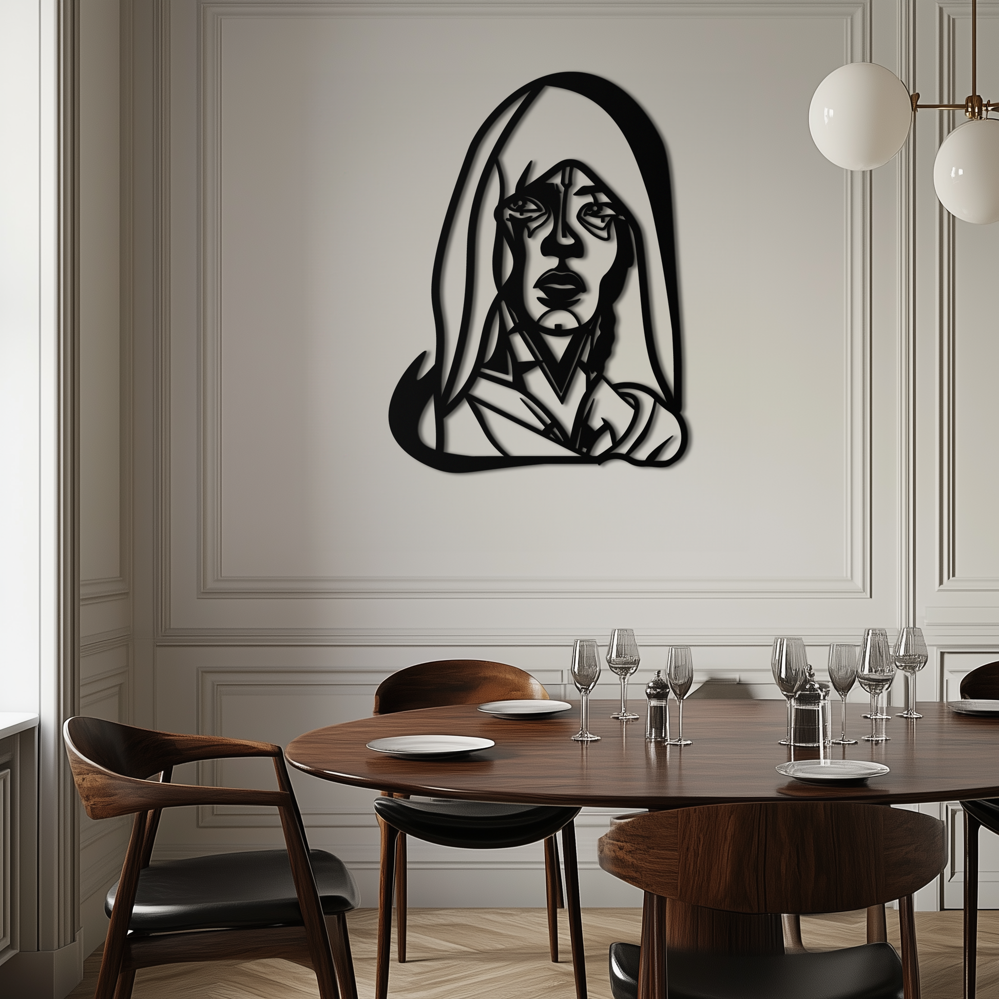 Abstract Tribal Woman Metal Wall Art – Modern Black Silhouette Home Decor- KAF559 - Tampa Home & Garden Store