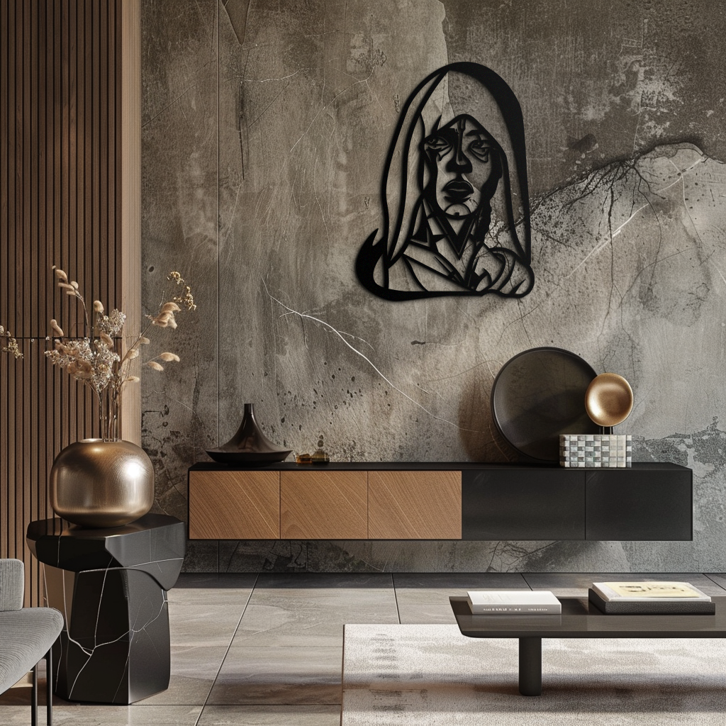Abstract Tribal Woman Metal Wall Art – Modern Black Silhouette Home Decor- KAF559 - Tampa Home & Garden Store
