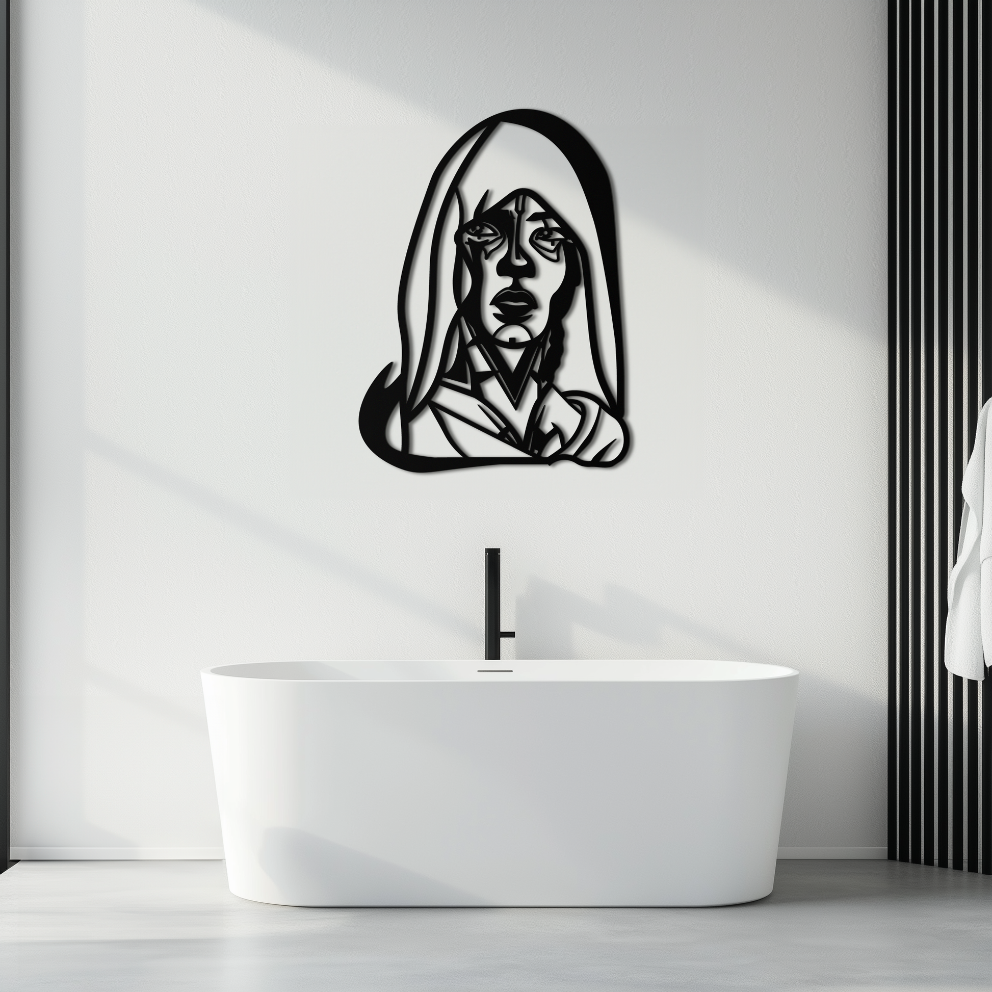 Abstract Tribal Woman Metal Wall Art – Modern Black Silhouette Home Decor- KAF559 - Tampa Home & Garden Store