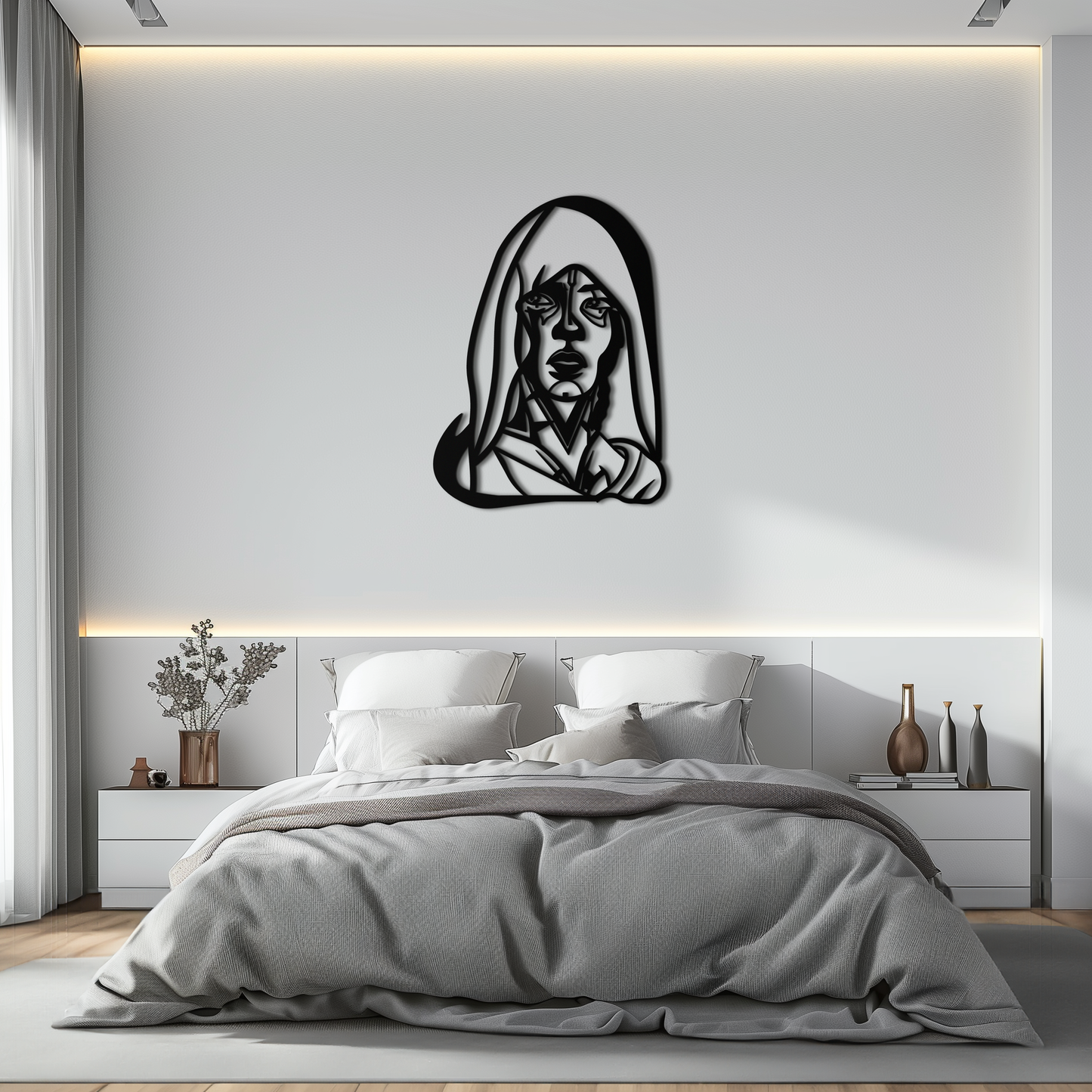 Abstract Tribal Woman Metal Wall Art – Modern Black Silhouette Home Decor- KAF559 - Tampa Home & Garden Store