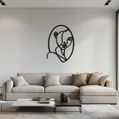 Abstract Woman Face Line Art – Minimalist Metal Wall Decor in Oval Frame- KAF635 - Tampa Home & Garden Store