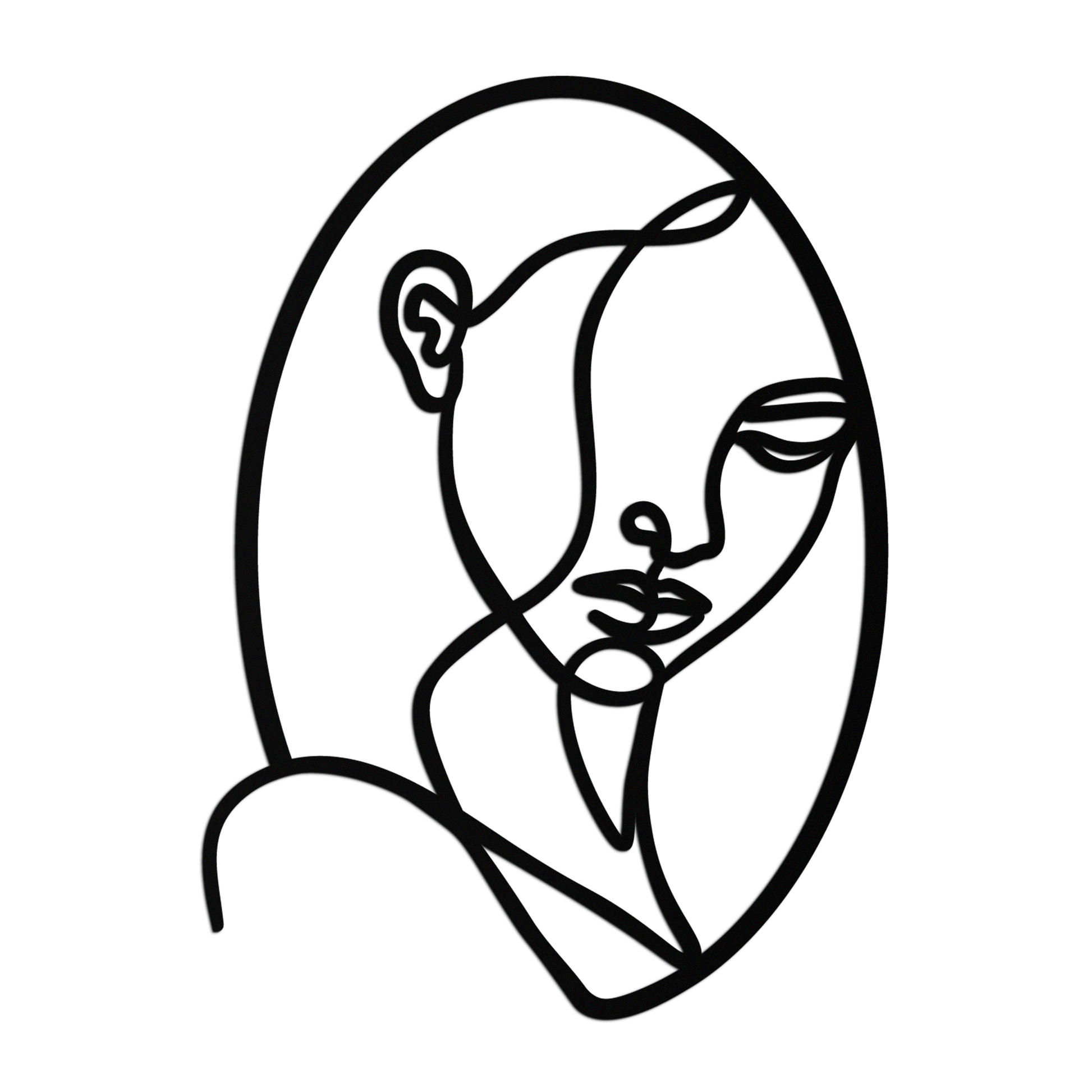 Abstract Woman Face Line Art – Minimalist Metal Wall Decor in Oval Frame- KAF635 - Tampa Home & Garden Store