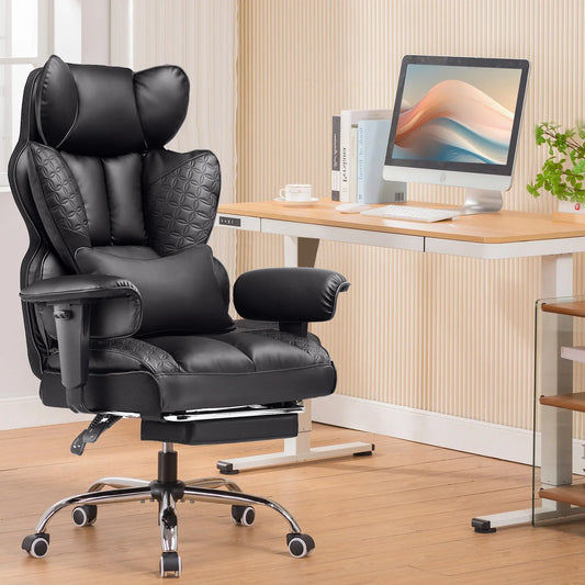 Ergonomic Leather Gaming Chair High Back Office Chair with Footrest - Tampa Home & Garden Store