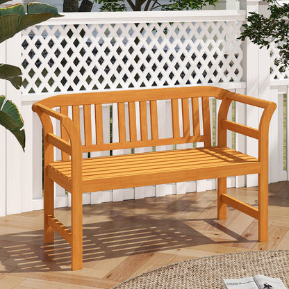 Acacia Wood 2-Person Patio Loveseat with Backrest and Armrests