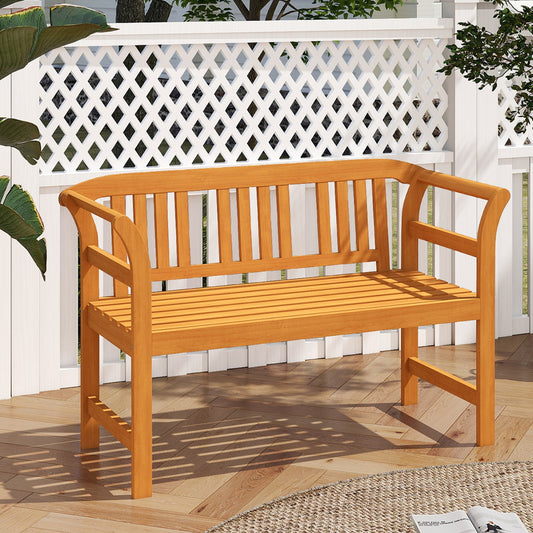 Acacia Wood 2-Person Patio Loveseat with Backrest and Armrests - Tampa Home & Garden Store
