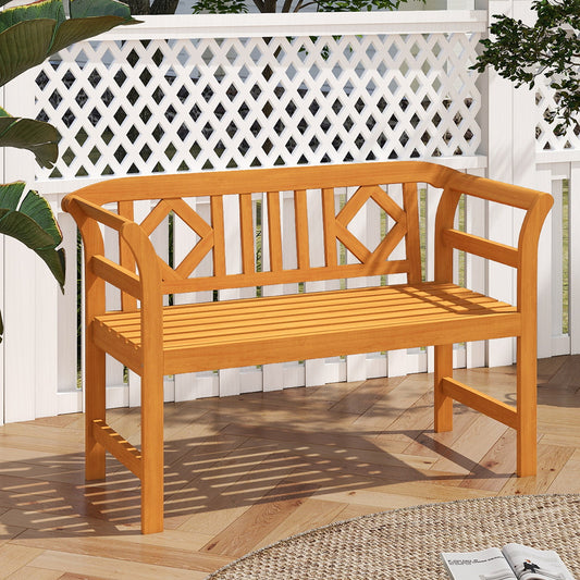 Acacia Wood 2-Person Patio Loveseat with Backrest and Armrests for Porch - Tampa Home & Garden Store