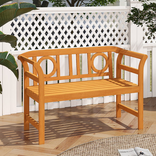 Acacia Wood 2-Person Patio Loveseat with Backrest and Armrests for Backyard - Tampa Home & Garden Store